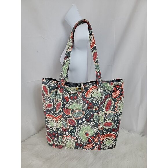 Vera Bradley Floral Nomadic Orginal Tote Bag  Large Gray Green - Picture 3 of 8
